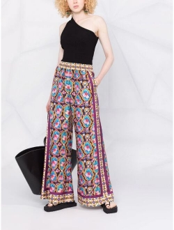 Place-print silk trousers