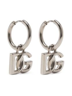 logo-plaque hoop earrings