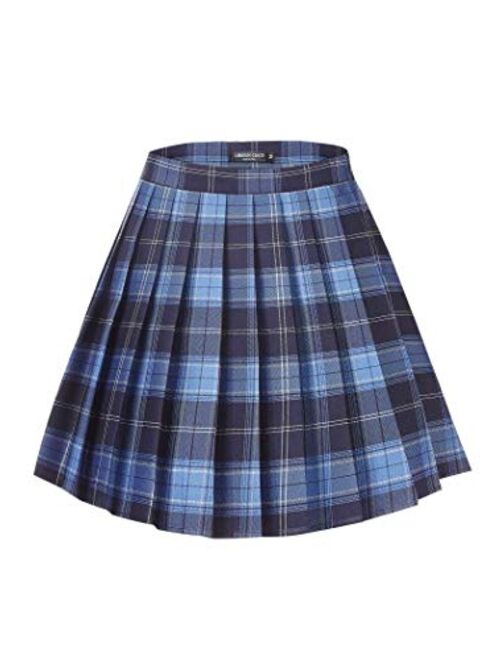 Urban CoCo Womens Uniforms Plaid Pleated Mini Skirt