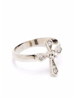 crystal-embellished cross ring