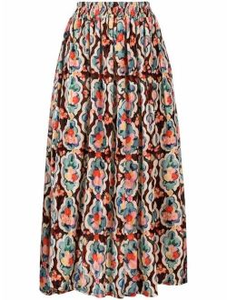 Simple Matisse-print jacquard skirt