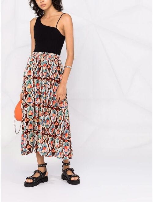 La DoubleJ Simple Matisse-print jacquard skirt