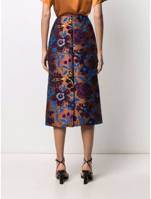 La DoubleJ patterned-jacquard pencil skirt