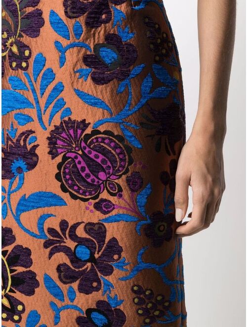 La DoubleJ patterned-jacquard pencil skirt