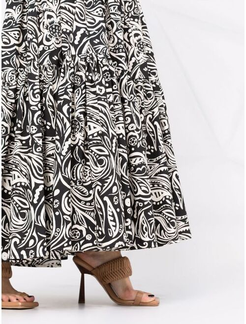 La DoubleJ abstract-print tiered skirt