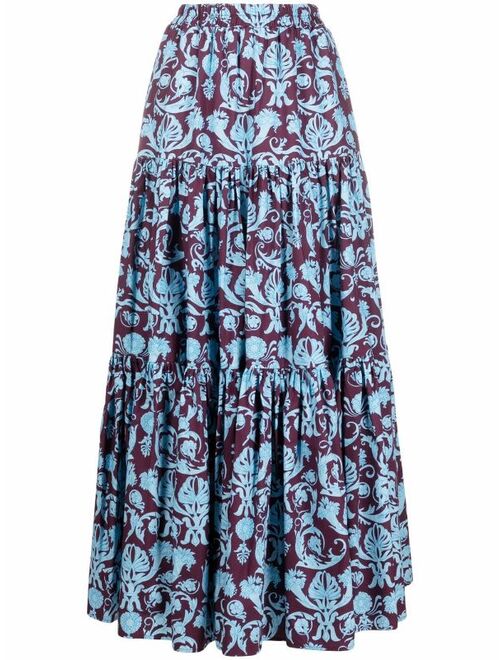 La DoubleJ brocade-pattern maxi skirt