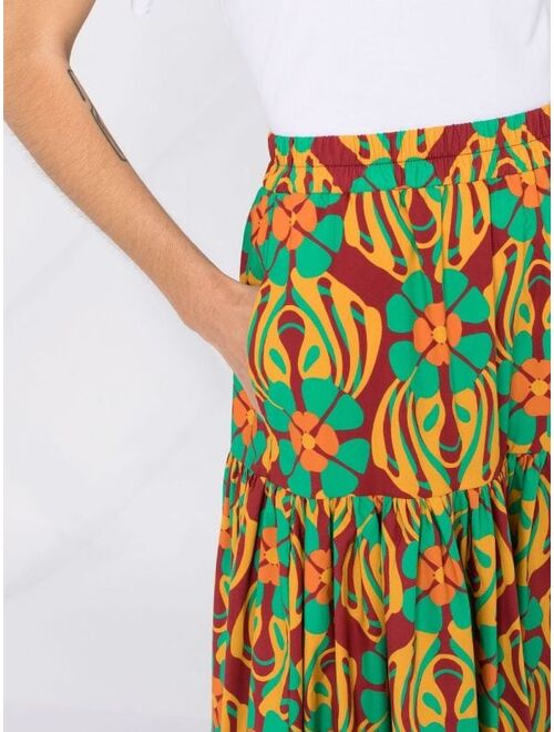 La DoubleJ Big graphic-print tiered skirt