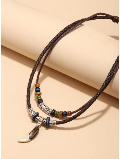 Shein Men Bead Layered Necklace
