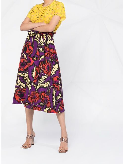 La DoubleJ Big Blooms A-line midi skirt
