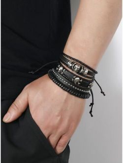4pcs Men PU Leather Bracelet