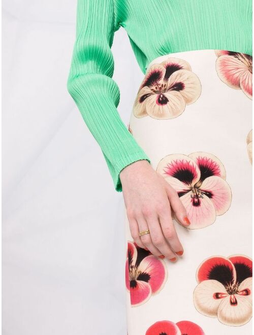 La DoubleJ pansy floral-print pencil skirt