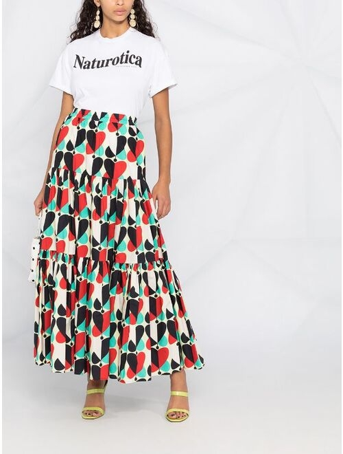 La DoubleJ Big geometric-print tiered skirt