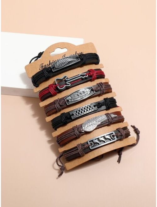 Shein 6pcs Men Wing Decor Bracelet