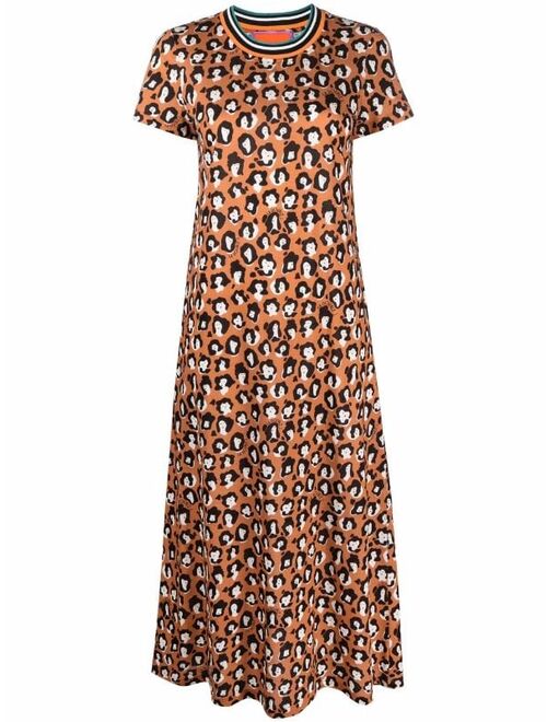 La DoubleJ Sporty Swing leopard-print midi dress