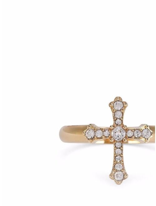 Dolce & Gabbana crystal-embellished cross ring