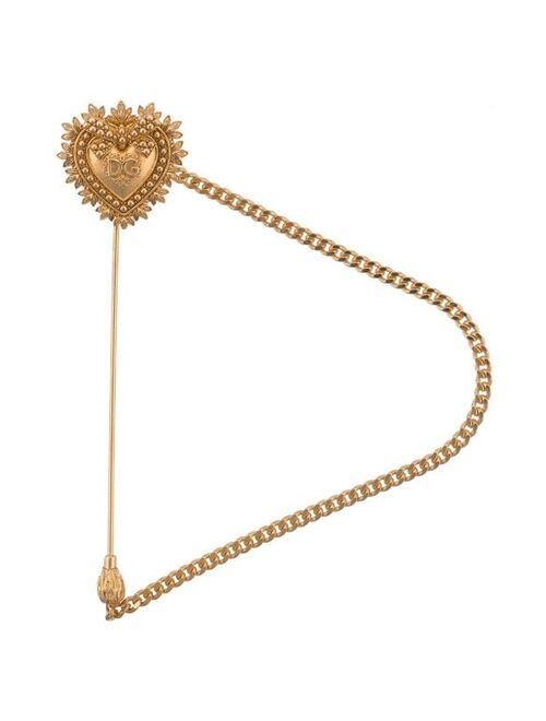 Dolce & Gabbana engraved logo heart brooch