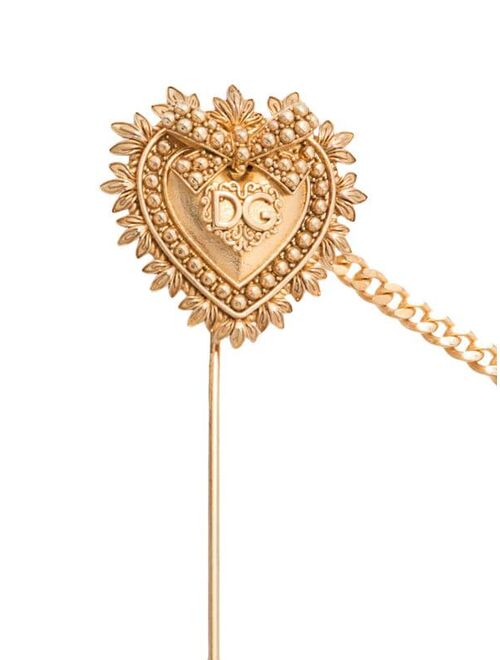 Dolce & Gabbana engraved logo heart brooch