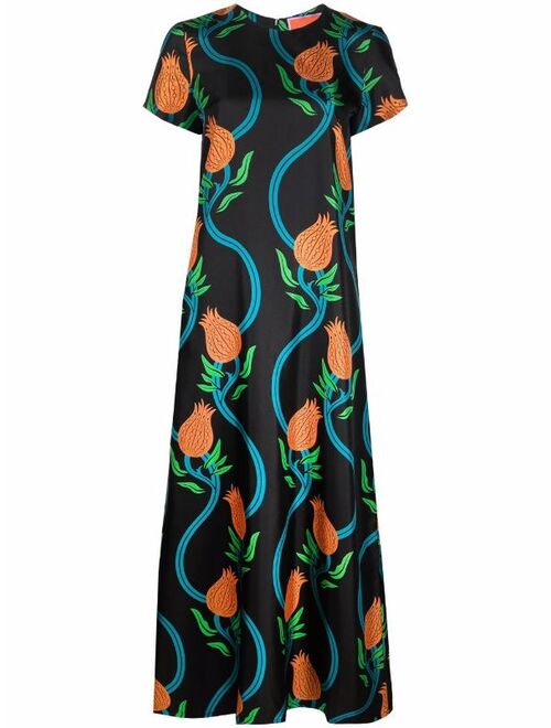 La DoubleJ floral-print silk swing dress