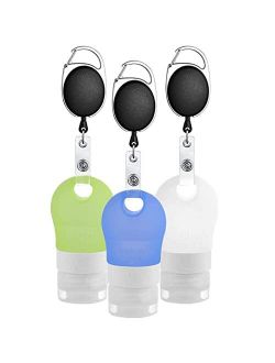 Squeezable Leak Proof 4 Pcs Portable Hand Sanitizer Dispenser Travel Bottles 1.3OZ Empty Bottles for Toiletries with Stretchable Lanyard 