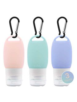 Veroyi Silicone Travel Bottles Leak Proof Squeezable Travel Tubes Set with Keychain Refillable Containers for Shampoo Lotion Soap (3 Packs)