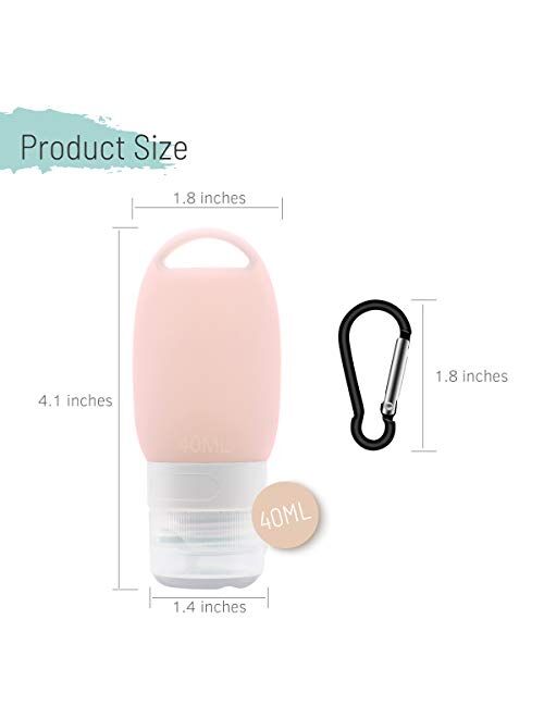 Veroyi Silicone Travel Bottles Leak Proof Squeezable Travel Tubes Set with Keychain Refillable Containers for Shampoo Lotion Soap (3 Packs)