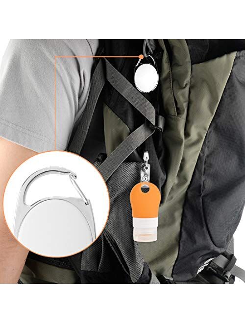 Chrunone 4 Pcs Portable Dispenser Travel Bottles, 1.3OZ Empty Bottles for Toiletries with Stretchable Lanyard, Leak Proof, Squeezable