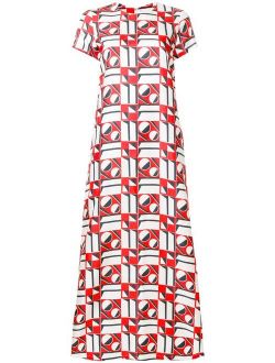 long length patterned swing dress