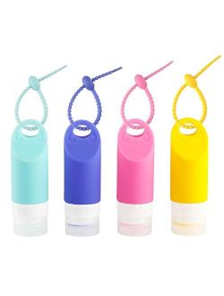 Portable Silicone Travel Bottles Set with Keychain - YIIMER 2oz Empty Hand Sanitizer Bottles Containers, Leak-proof Refillable TSA Approved Travel Size Bottles for Toilet