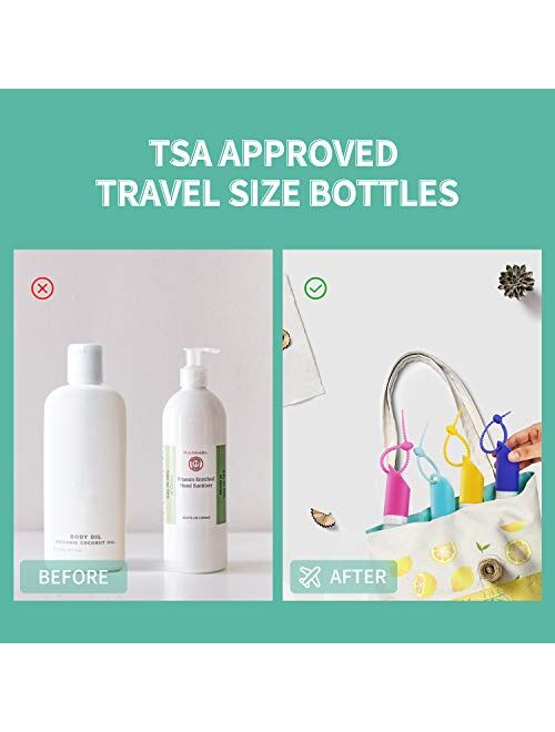 Portable Silicone Travel Bottles Set with Keychain - YIIMER 2oz Empty Hand Sanitizer Bottles Containers, Leak-proof Refillable TSA Approved Travel Size Bottles for Toilet