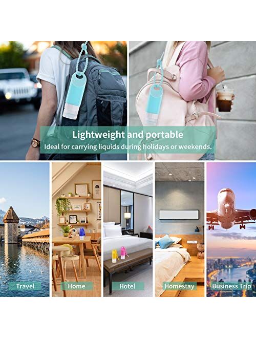 Portable Silicone Travel Bottles Set with Keychain - YIIMER 2oz Empty Hand Sanitizer Bottles Containers, Leak-proof Refillable TSA Approved Travel Size Bottles for Toilet