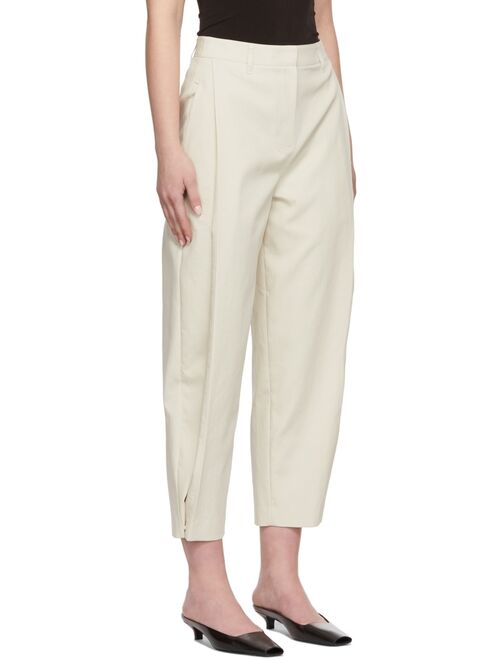 AMOMENTO Off-White Snap Garconne Trousers