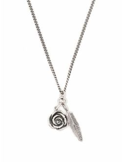 rose and feather pendant necklace
