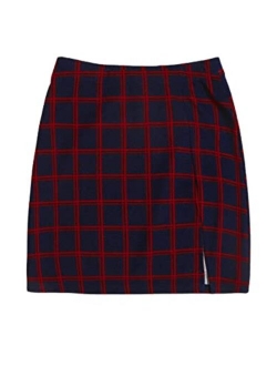 Women's Plus Size Plaid Print Split Hem Skirt