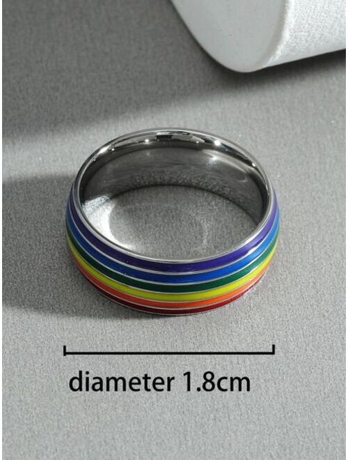 Shein Men LGBT Rainbow Striped Ring