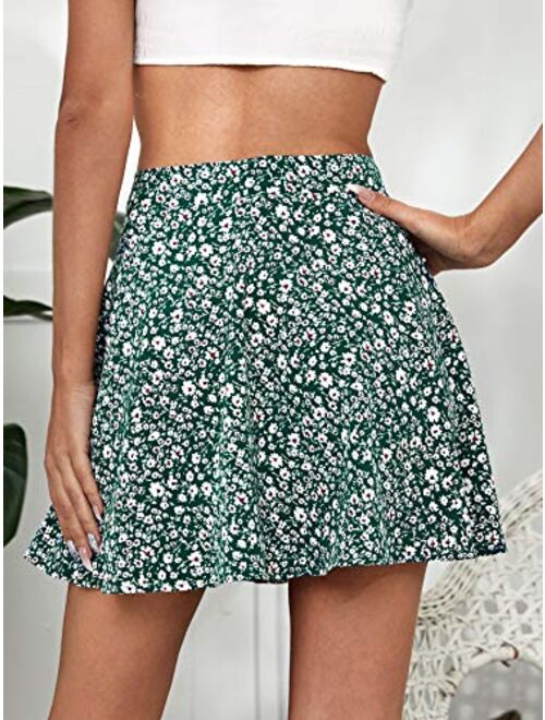 Floerns Women's Boho Ditsy Floral Print Button Front Summer A Line Mini Skirt