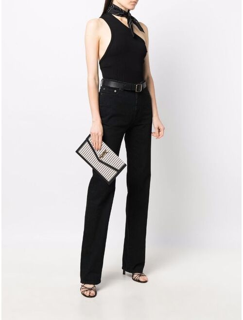 Yves Saint Laurent Saint Laurent Uptown striped envelope clutch bag
