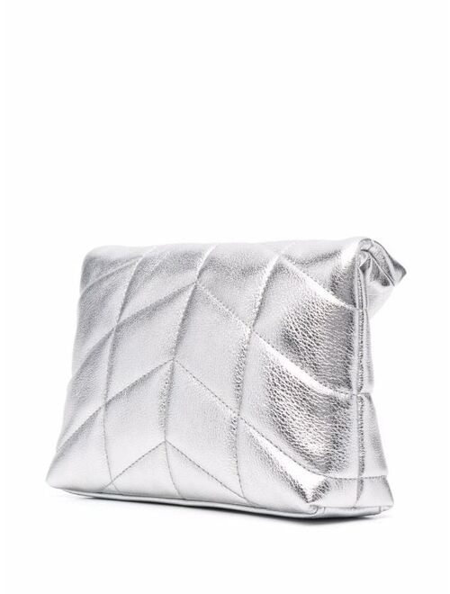 Yves Saint Laurent Saint Laurent quilted metallic-effect clutch bag