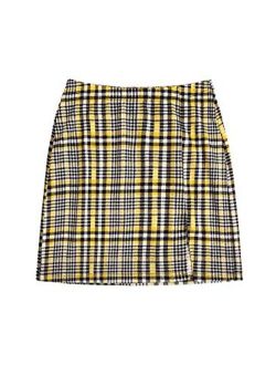 Women's Plaid High Waist Bodycon Split Mini Skirt