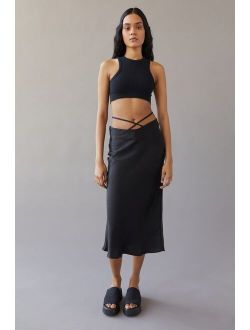UO Satin Strappy Midi Skirt