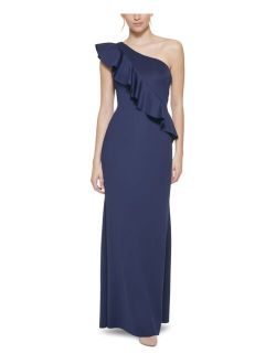 One-Shoulder Ruffled Gown