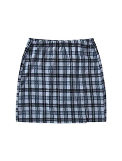 Women's Plaid Bodycon Split Mini Skirt