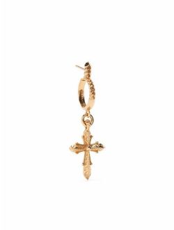 gold-plated cross-pendant hoop earring