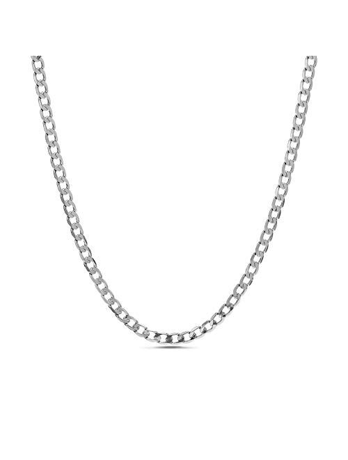 Nautica 1mm - 3mm Curb Chain Necklace for Men or Women in Rhodium Plated Brass