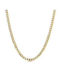 1mm - 3mm Curb Chain Necklace for Men or Women in Yellow Gold Plated Brass