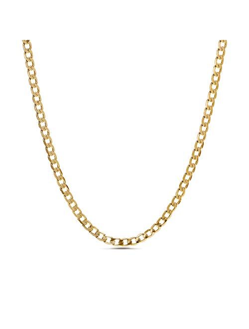 Nautica 1mm - 3mm Curb Chain Necklace for Men or Women in Yellow Gold Plated Brass