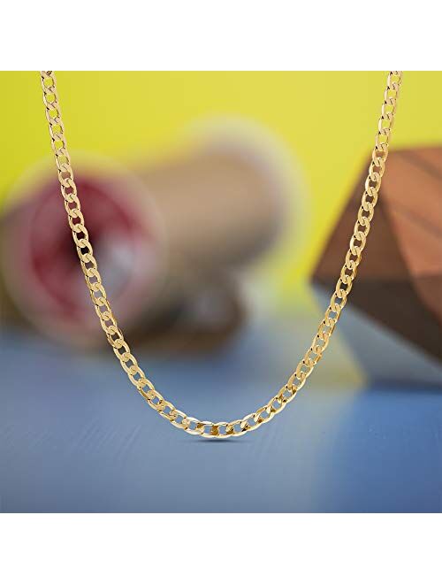 Nautica 1mm - 3mm Curb Chain Necklace for Men or Women in Yellow Gold Plated Brass
