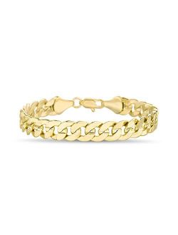1.2mm - 2.3mm Miami Cuban Chain Bracelet for Men or Women in Yellow Gold Plated Brass