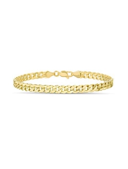 1.2mm - 2.3mm Miami Cuban Chain Bracelet for Men or Women in Yellow Gold Plated Brass