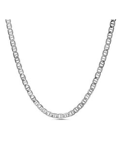 1mm -2.5mm Anchor Chain Necklace for Men or Women in Rhodium Plated Brass