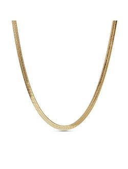 4mm - 8mm Snake Chain Necklace for Men or Women in Yellow Gold Plated Brass
